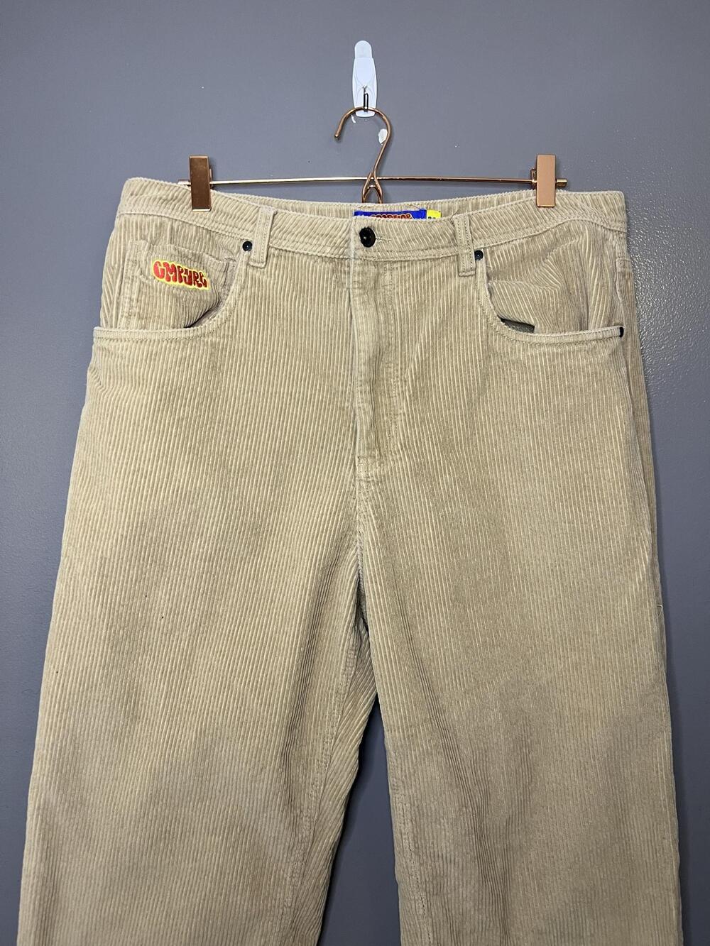 Empyre Relax Pants Mens 36x32 Beige Khaki Corduroy Relaxed Straight Leg Casual